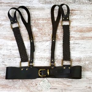 Free People Leather Belt with Suspenders OS NWT